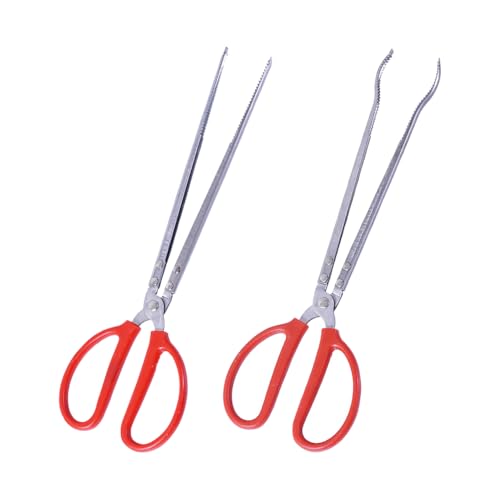 2 Pcs 38cm Long Snake Feeding Tongs Tweezers Stainless Steel Reptile Feeding Tongs Forceps Extra Long Aquarium Tongs Lizard Feeding Tools Tank Accessories