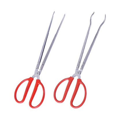 2 Pcs 38cm Long Snake Feeding Tongs Tweezers Stainless Steel Reptile Feeding Tongs Forceps Extra Long Aquarium Tongs Lizard Feeding Tools Tank Accessories