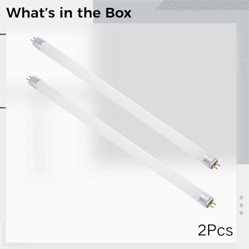 2 Pack T5 8W UVB 5.0 Reptile Light, 11.9 in 30.1 cm Fluorescent UVB Bulb, 5% UVB and 30% UVA Output, Reptile Lamp Tube for Bearded Dragon and Rainforest Species