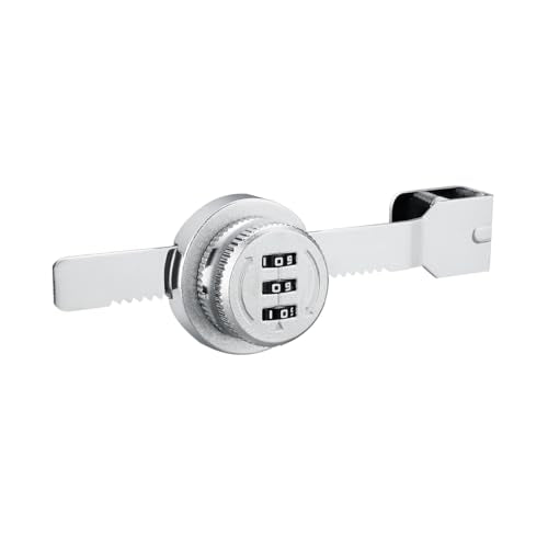 ETEKJOY Keyless Combination Ratchet Lock for Sliding Glass Door Showcase Display Case Cabinet 3-Digital Password (Silver) - color: Silver
