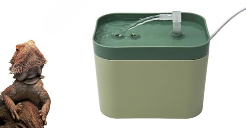 Bearded Dragon Water Bowl with Filtration System Lizard Drinking Fountain Reptile Tank Habitat Waterfall for Small Pet Leopard Gecko, Chameleon, Snake (Green) - color: Green