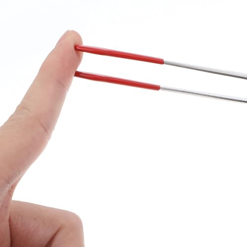 5pcs Tweezers with Rubber Tips,5 Different Sizes of Long Rubber Tweezers for Crafts Precision, Silicone Tweezer for Jewelry, Bead Making, and Industrial Use, Red