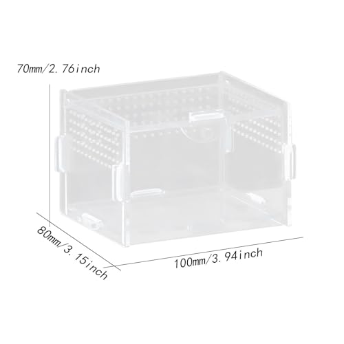 Reptile Breeding Box Terrarium Clear Animal Habitat Cage with Ventilation Holes for Geckos Frogs Hermit Crabs- 10x8x7cm - size: 10x8x7cm