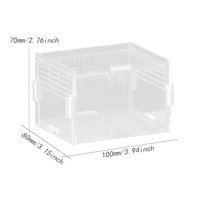 Reptile Breeding Box Terrarium Clear Animal Habitat Cage with Ventilation Holes for Geckos Frogs Hermit Crabs- 10x8x7cm - size: 10x8x7cm