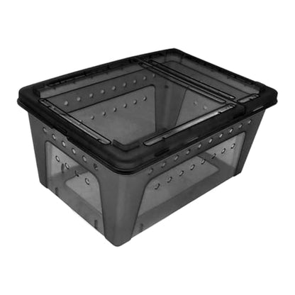 Reptile Terrarium, 12.8 x 8.9 x 5.9 in Stackable PP Breeding Box, Double Opening for Small Reptiles and Amphibians, Black - color: Black