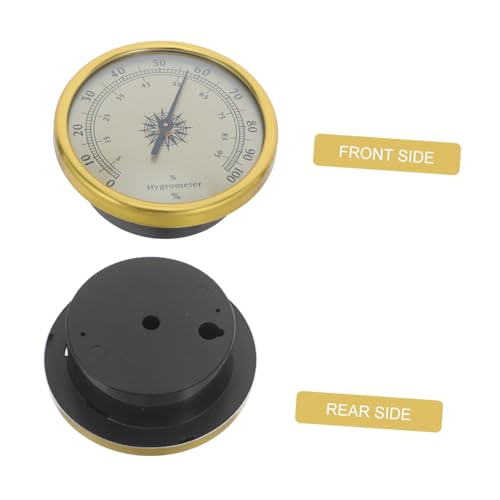 Golden with 2% Rh Resolution Hygrometer Round Analog Stainless Steel and Glass Construction, Battery-Free, Easy for Reptile Terrarium and Room Use