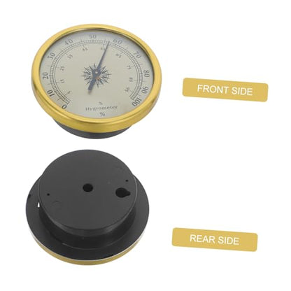 Golden with 2% Rh Resolution Hygrometer Round Analog Stainless Steel and Glass Construction, Battery-Free, Easy for Reptile Terrarium and Room Use