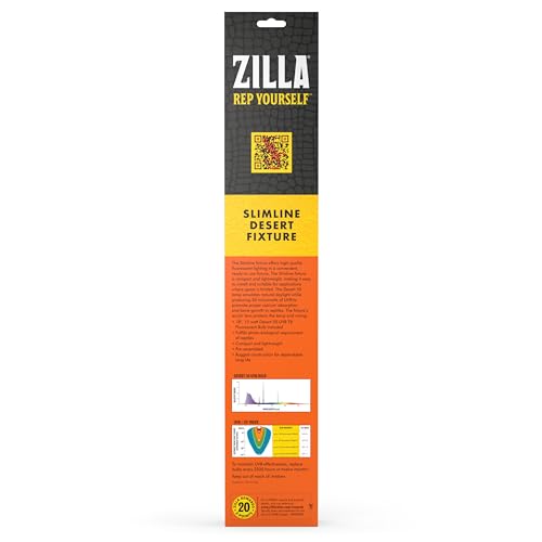 Zilla Reptile T8 Slimline Desert Pet Habitat Light Fixture with 15 Watt Fluorescent Bulb, 18 Inches,Black