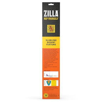 Zilla Reptile T8 Slimline Desert Pet Habitat Light Fixture with 15 Watt Fluorescent Bulb, 18 Inches,Black