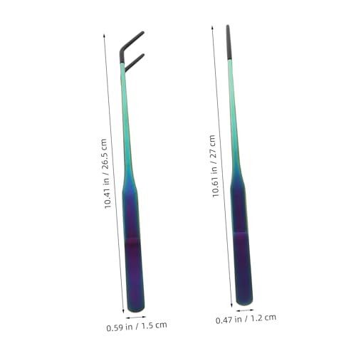 2pcs Aquarium Tweezers: Stainless Steel Straight And Curved Tweezers Set - Long Handle Reptile Feeding Tongs For Lizards Spider Snake