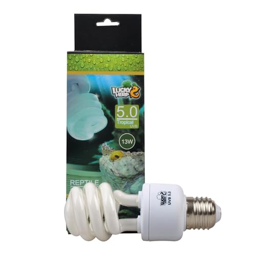 LUCKY HERP 5.0 UVB Fluorescent Bulb,Terrarium Lamp for Tropical Reptiles,E26,Screw Thread (13 Watt) - style: 13 Watts