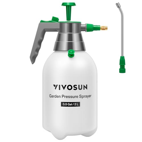 VIVOSUN 0.5Gal Handheld Garden Sprayer, 2L Pump Sprayer, 68 Oz Water Spray Bottle with Safety Valve, Adjustable Nozzle, Extended Spray Rod & Additional Seals, Ideal for Watering, Fertilizing, Cleaning - size: 68 ounce