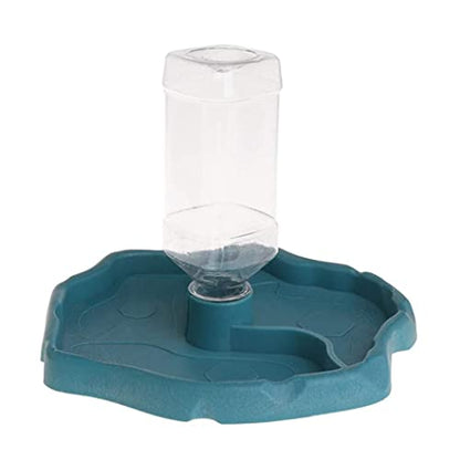 Automatic Reptile Feeder,Reptile Food and Water Dish Bowl,2 in 1 Tortoise Turtle Water Dispenser,Reptile Water Dish with Bottle for Bearded Dragon Gecko Lizard(Blue)
