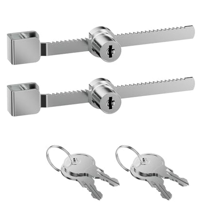 Sliding Glass Door Ratchet Lock with Chrome Finish – Keyed Alike, Fits 4-8mm Glass, Secure Showcase Display Case Lock for Cabinets, Retail Stores & Home Use - 2 Pack - size: 2 Pack