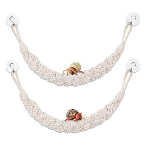 2PCS Hermit Crab Climbing Toys Hermit Crab Accessories Climbing Rope with 4 Hooks Hermit Crabs Habitat Decor for Leopard Gecko Lizards Geckos Snakes Tree Frog