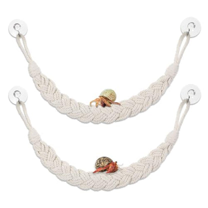 2PCS Hermit Crab Climbing Toys Hermit Crab Accessories Climbing Rope with 4 Hooks Hermit Crabs Habitat Decor for Leopard Gecko Lizards Geckos Snakes Tree Frog