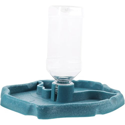 HEMOTON Automatic Reptile Water Feeder and Food Dish Lake Blue with Water Reservoir for Leopard Gecko, Tortoise, Lizard Tank Accessories