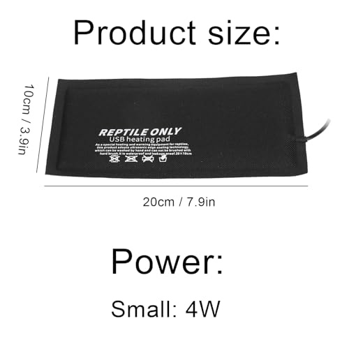 Medium Reptile Heating Pad USB Powered 45℃ Constant Temperature Mat Water Safe Flame Retardant 7 Layer Safety Design for Reptile Snake Leopard Gecko Turtle (M) - size: M