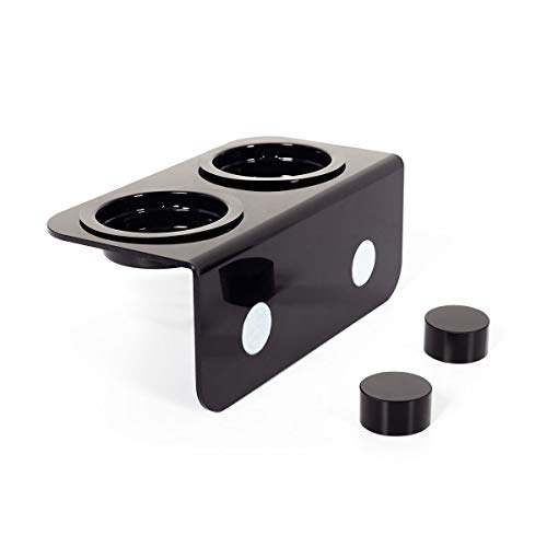 WACOOL Magnetic Reptile Ledge, Acrylic Gecko Feeding Ledge with 6PCS Cups, Reptile Food Water Feeder Dish for Geckos Iguana Chameleon Pets (Black)