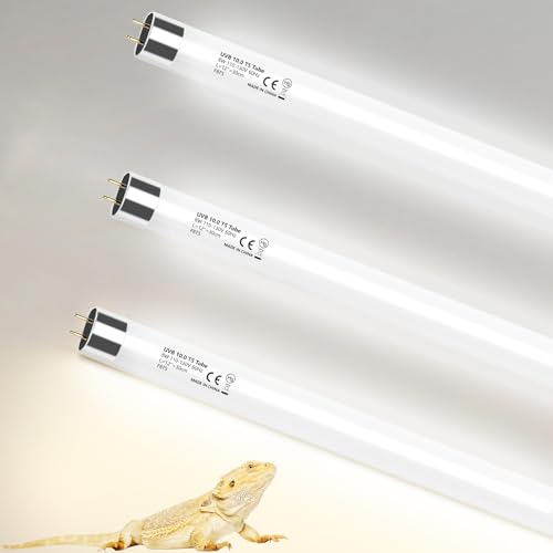 3 Pack T5 10.0 UVB Reptile Light Bulbs 8W 12" – UVA UVB Light Tube for Bearded Dragons, Turtles, Chameleons, Lizards, and Amphibians – Reptile UVB Bulbs for Desert & Tropical Habitats - size: 8W-12 Inch-T5 Bulb-3 Pack