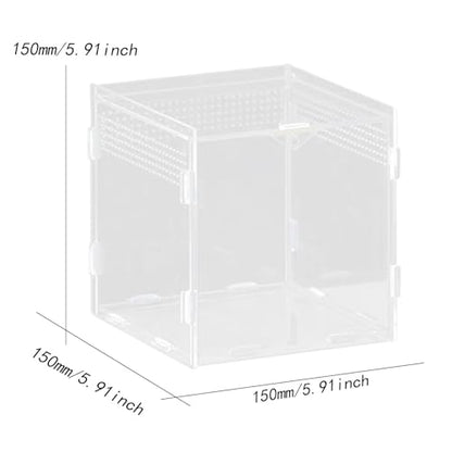 Reptile Breeding Box Acrylic Terrarium Container with Ventilation Holes for Snakes Turtles Chameleons Frogs Geckos Small Animal Habitat- 15x15x15cm