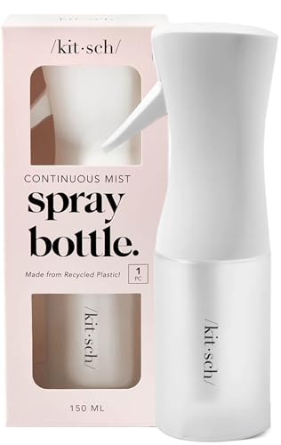 Kitsch Continuous Spray Bottle for Hair – Fine Mist Water Mister & Water Spray Bottle – Recycled Hair Spray Bottle – Spray Bottles for Cleaning, Styling, Plants & More – White, 150ml - color: White