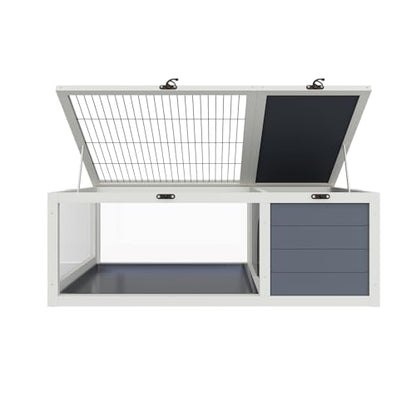 39.5＂Wood Tortoise House Indoor Turtle Habitat Reptile Cage for Small Animals Lizards, Geckos, with 2 Removable Waterproof Tray