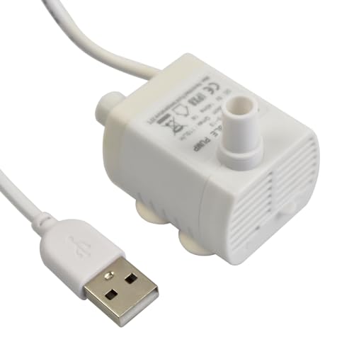 CONQUERALL DC 5V USB Cat Drinking Fountain Replacement Pump with LED 29GPH 1W 1.5ft for Aquarium (White) - color: Usb 5v 1w 110l/H 45cm Head (White), size: 1PC