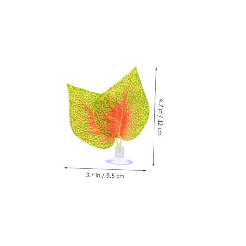 Hemoton 4pcs Aquarium Fake Plants Purple Perilla Leaves with Suction Cups Artificial Terrarium Plant Decorations for Fish Tank Landscaping Reptile Tank Ornaments