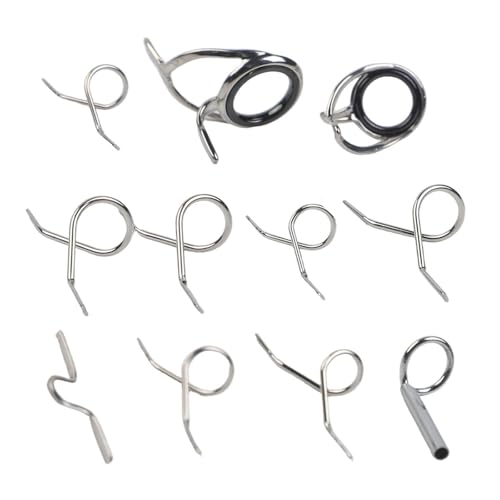 Fly Fishing Rod Guides Set, for Stainless Steel Hard Guides with Tip for Ring and Hook Keeper for Rod Repair, 11 Pcs Kit
