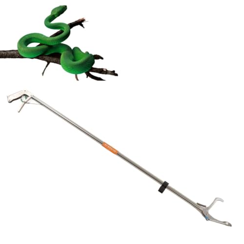 TOPINCN Professional Stainless Steel Snake Tong, 16.5oz Foldable Reptile Grabber with Self-Locking Handle, Premium Snake Handling Tool for Snake Farmers