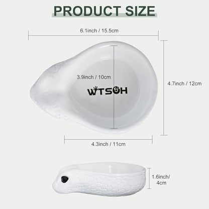 Reptile Water Dish - Snake Water Bowl, Gecko Food Cups, Crested Gecko Feeding Dish, Tortoise Food Bowl, Stable Resin Design for Small Reptiles, Perfect for Terrariums and Enclosures (White) - color: white