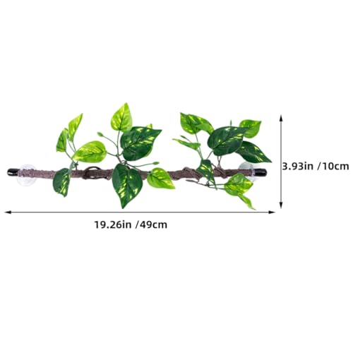 2pcs Reptile Terrarium Jungle Vines Climbing Branches with Suction Cup, Green Plastic Artificial Plants for Gecko Habitat and Reptile Tank Decoration