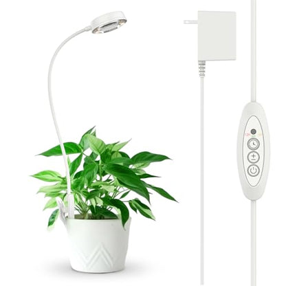SANSI Grow Light for Indoor Plants, Clip-on LED Full Spectrum Plant Lamp with 4-Level Dimmer, Auto On/Off Timer (3/6/12 Hrs) - White, 10W 1-Pack - size: 1-Pack