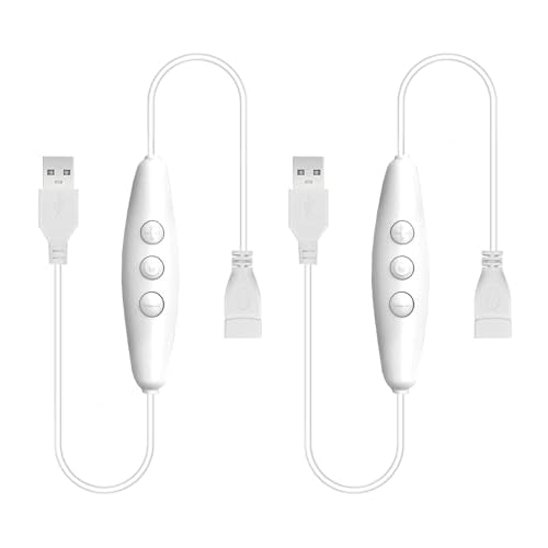 USB Dimmer Switch 2 Pack, 10-Level PWM Dimming with Memory Function for 5V LED Strips, Desk Lamps, Neon Sign and RV (5Volt 2A Max, Stepless 10%-100%)