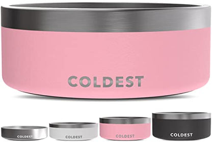 Coldest Dog Bowl - Anti Rust Metal, Non Slip, 3 Layers Insulated Stainless Steel Dog Bowls - Spill Proof & Heavy Duty - Water Bowl for Dogs, Cats & Pets, Dish Washer Safe (64 oz,Cotton Candy Pink) - color: Cotton Candy Pink, size: 64 oz