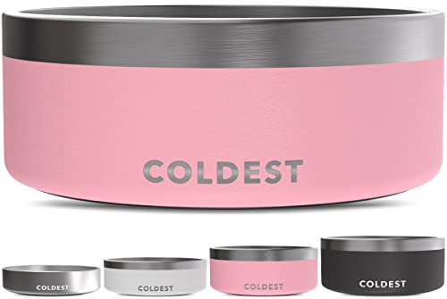 Coldest Dog Bowl - Anti Rust Metal, Non Slip, 3 Layers Insulated Stainless Steel Dog Bowls - Spill Proof & Heavy Duty - Water Bowl for Dogs, Cats & Pets, Dish Washer Safe (64 oz,Cotton Candy Pink) - color: Cotton Candy Pink, size: 64 oz