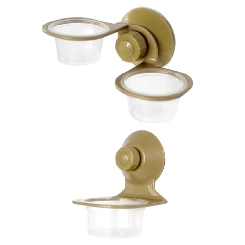 minkissy 2pcs Reptile Food Bowl with Suction Cup, Lizard Feeding Supplies for Terrarium, Anti-Escape Gecko Water Dish, Pet Feeding Tool for Amphibians and Small Reptiles