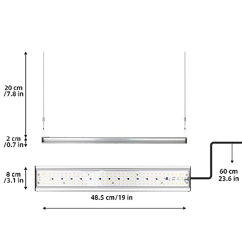 CANAGROW CG-400 LED Grow Lights for Indoor Plants, Upgraded Full Spectrum Plant Light with 5000K 3000K Daylight + 660nm Red Hanging Growing Lamps for Seed Starting Seedlings Succulents Vegetable - color: Silver