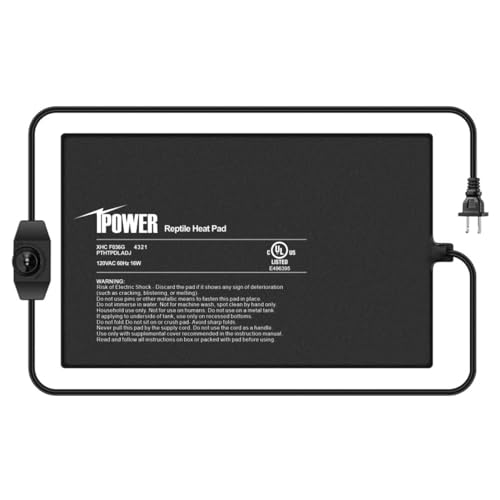 iPower 8 by 12 Inch Reptile Heating Pad with Temperature Adjustable Controller Knob, Under Tank Warmer Terrarium Heat Mat for Reptiles and Amphibians - size: 8 X 12 Inch