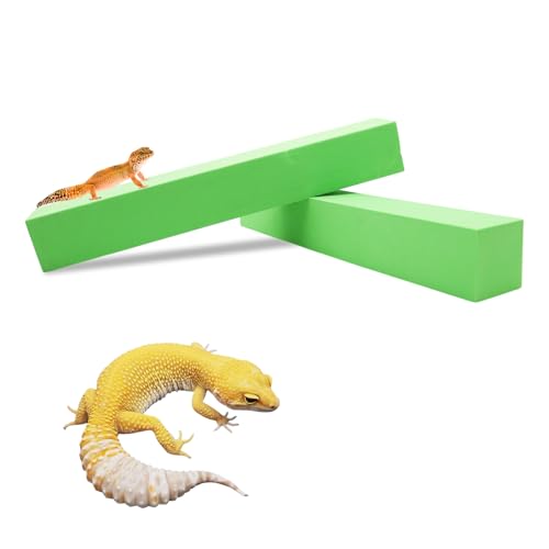 2-Pack Adjustable Reptile Climbing Branches – Compressed Foam Strips for Tree Frogs, Geckos & Small Arboreal Pets | Naturalistic Habitat Decor - color: Green