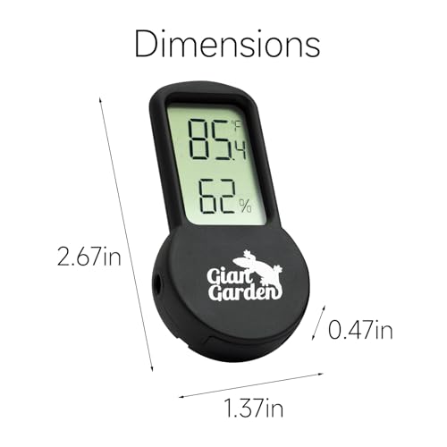 Mini Reptile Terrrarium Thermometer Hygrometer, LCD Display Temperature and Humidity Gauge Reptile Tank Accessories with Suction Cup (Black)