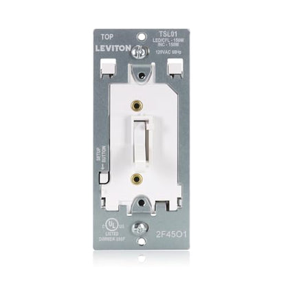 Leviton Toggle Slide LED Advanced Dimmer Switch for 150W Dimmable LED, Halogen and Incandescent Bulbs and Fixtures, TSL01-W, White - color: White