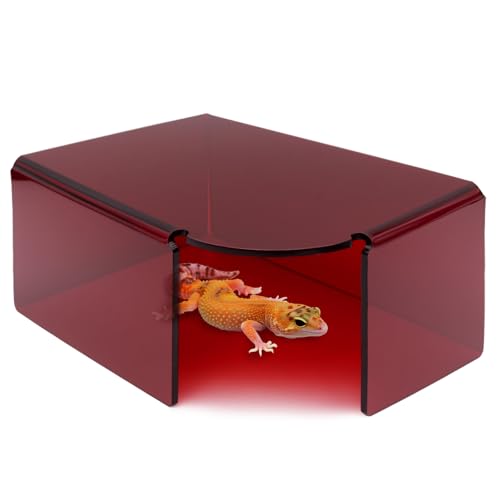 Visible Reptile Hide Box, PMMA Small Hideaway Snake Hide Enclosure, Easy to Clean Reptile Hides Cave for Leopard Geckos, Snakes, Lizards, Cornsnakes, Hamster - Large& Juvenilem (7.1 x 4.9 x 3.2in) - size: Large