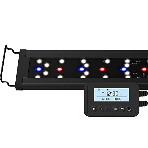 NICREW SkyLED Plus Aquarium Plant Light, Freshwater Fish Tank Light with Ramp Up and Dim Down, Spectrum Adjustable and Lighting Schedule Programmable with Controller, 48-60 Inches, 45 Watts - size: 48 - 60 in