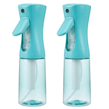 2 Pack Continuous Spray Bottle for Hair, Ultra Fine Mist Water Sprayer, Empty Aerosol-Free Styling Mister for Curly Hair, Gardening, Plants, Cleaning & Skincare (6.8oz/200ml - Teal)