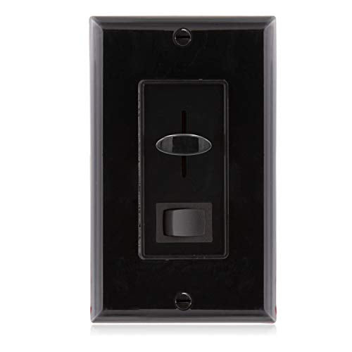 Maxxima LED Dimmer Electrical Light Switch, Black, 3-Way/Single Pole Use | 600 Watt Max, LED and Incandescent Compatible, Wall Plate Cover Included - color: Black