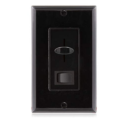 Maxxima LED Dimmer Electrical Light Switch, Black, 3-Way/Single Pole Use | 600 Watt Max, LED and Incandescent Compatible, Wall Plate Cover Included - color: Black
