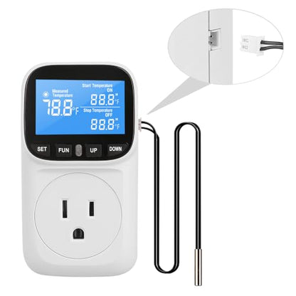 Diymore Digital Thermostat Controller, 1800W 120V/15A, -104°F to 210°F, Heating & Cooling Mode for Incubator, Greenhouse, Reptile Tank, Pool - style: Country Rustic