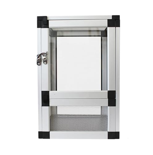 Insect Breeding Box Reptile Habitat Screen Feeding Cage Insect Box Aluminum Reptile Container(Silver) - color: Silver